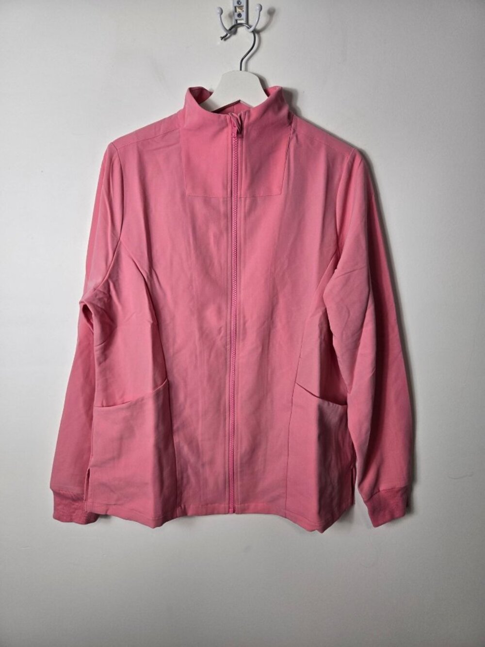 Mandala Women's Modern Full-Zip Scrub Jacket Size M Peony Pink Medical